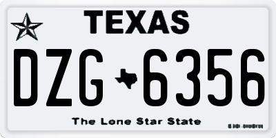 TX license plate DZG6356