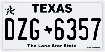 TX license plate DZG6357