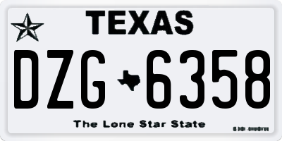 TX license plate DZG6358