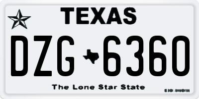 TX license plate DZG6360