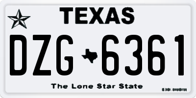 TX license plate DZG6361