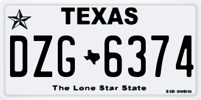TX license plate DZG6374