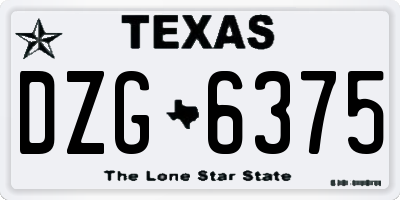 TX license plate DZG6375