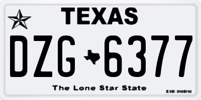 TX license plate DZG6377