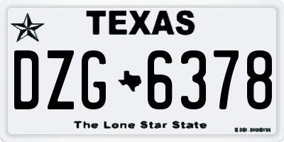 TX license plate DZG6378