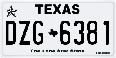 TX license plate DZG6381