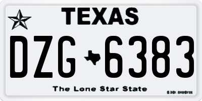 TX license plate DZG6383