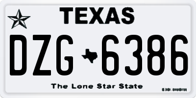 TX license plate DZG6386