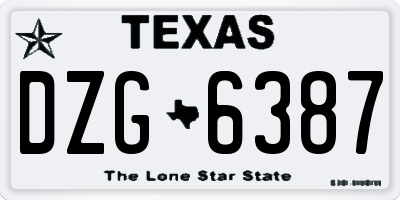 TX license plate DZG6387