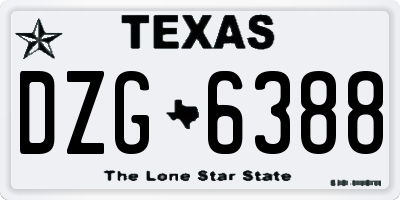 TX license plate DZG6388