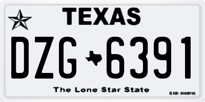TX license plate DZG6391