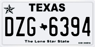 TX license plate DZG6394