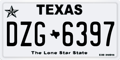 TX license plate DZG6397