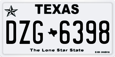 TX license plate DZG6398
