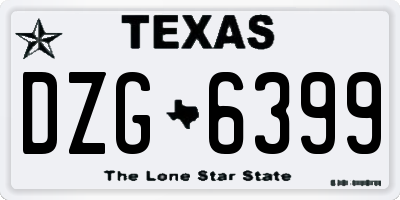 TX license plate DZG6399