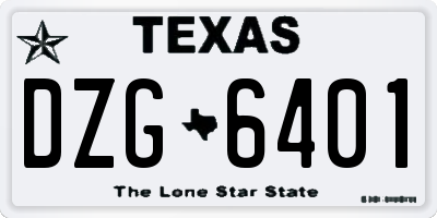 TX license plate DZG6401