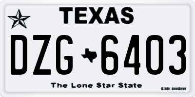 TX license plate DZG6403