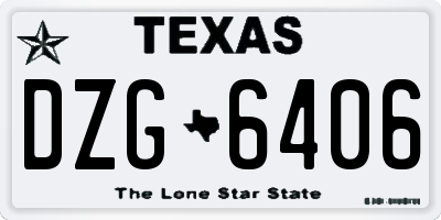 TX license plate DZG6406
