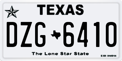 TX license plate DZG6410