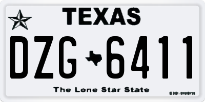 TX license plate DZG6411