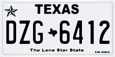 TX license plate DZG6412