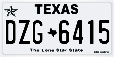 TX license plate DZG6415