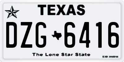 TX license plate DZG6416