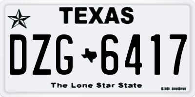 TX license plate DZG6417