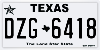 TX license plate DZG6418