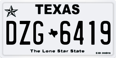 TX license plate DZG6419