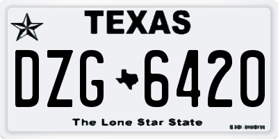 TX license plate DZG6420