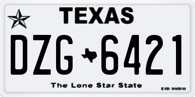 TX license plate DZG6421