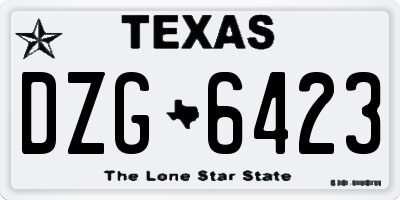 TX license plate DZG6423