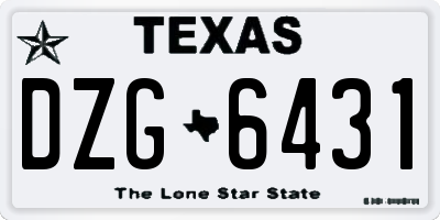 TX license plate DZG6431
