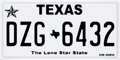 TX license plate DZG6432
