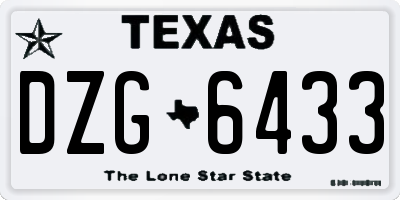 TX license plate DZG6433