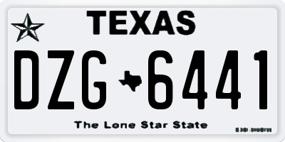 TX license plate DZG6441