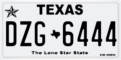 TX license plate DZG6444