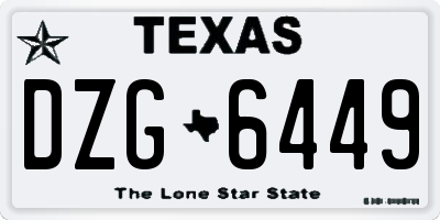 TX license plate DZG6449