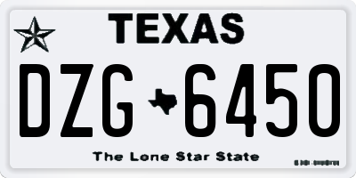 TX license plate DZG6450