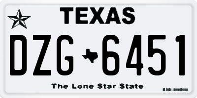 TX license plate DZG6451
