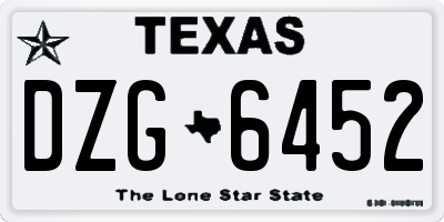 TX license plate DZG6452