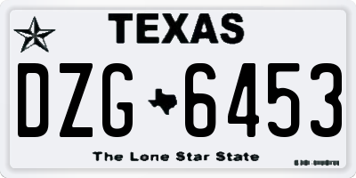 TX license plate DZG6453