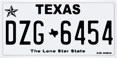 TX license plate DZG6454