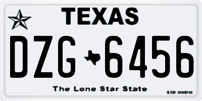 TX license plate DZG6456