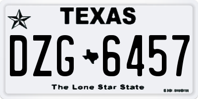 TX license plate DZG6457