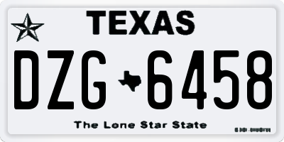 TX license plate DZG6458