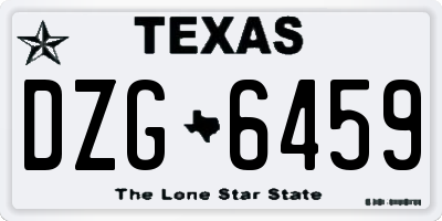 TX license plate DZG6459
