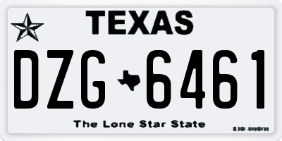 TX license plate DZG6461
