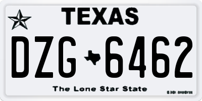 TX license plate DZG6462